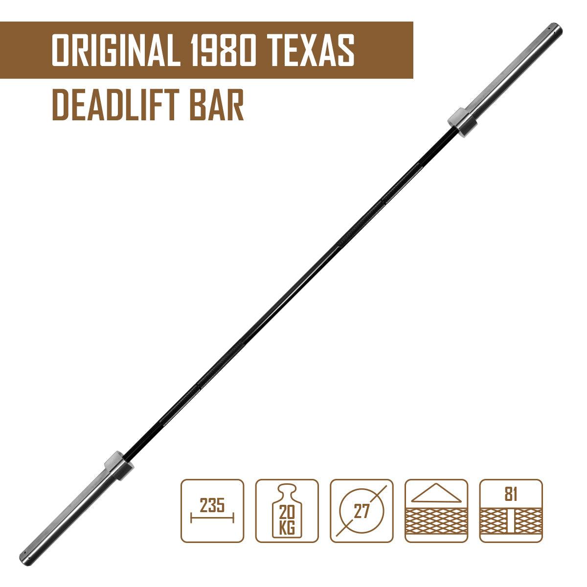 Original Texas Deadlift Bar - Black Zinc / Chrome Sleeves - Strength Shop