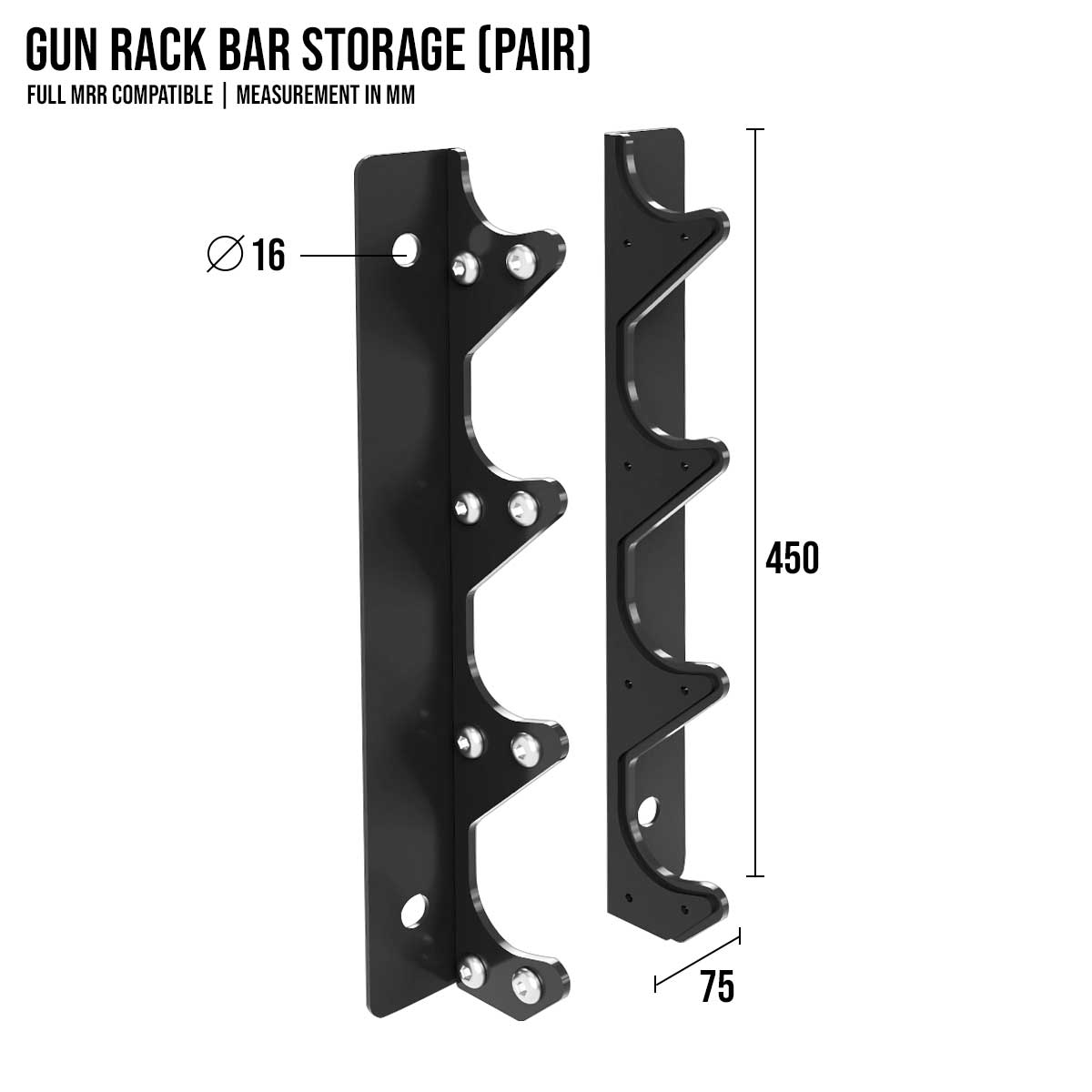 B-WARE Gun Rack Storage | MRR Compatible, Pair - Strength Shop