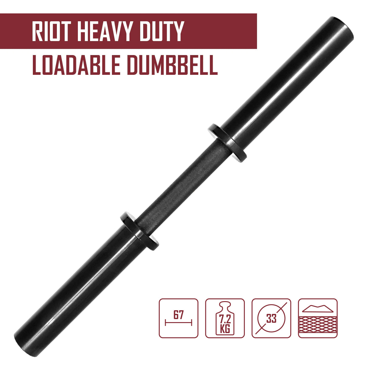 Riot Heavy Duty Loadable Dumbbell Handle - Rated to 200KG - Strength Shop