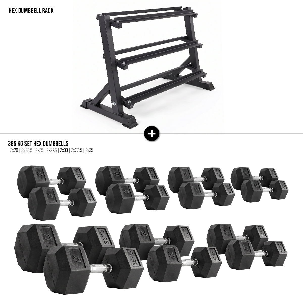 Hex Dumbbell Set with Rack - Strength Shop