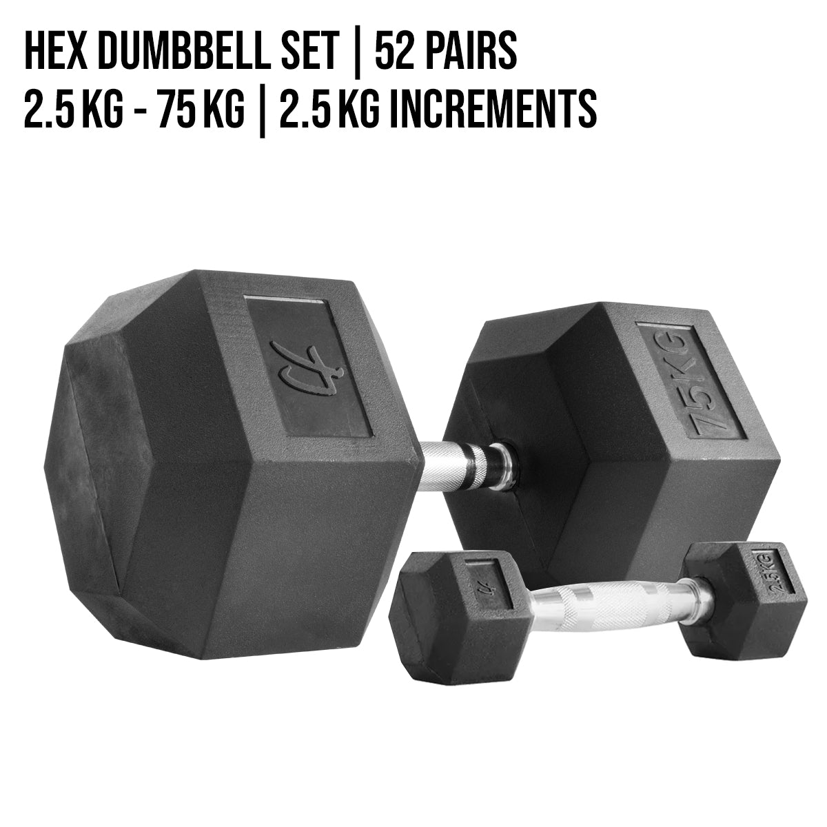 Strength Shop Hex Dumbbells, 1-75kg / 100kg - Strength Shop