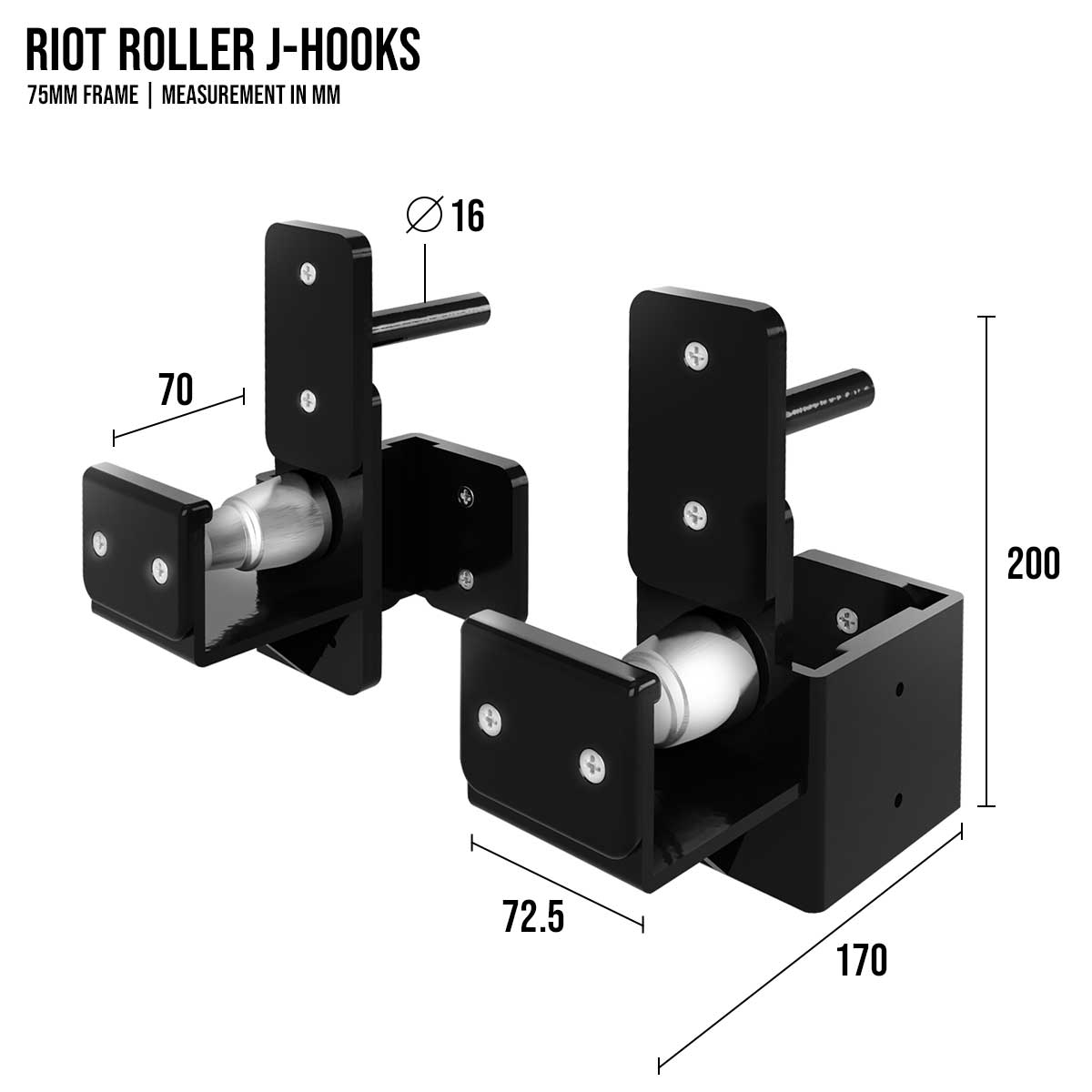 B-WARE Riot MRR 75 | Roller J-Hooks - Strength Shop