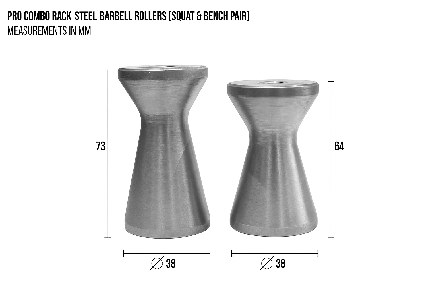 Pro Combo Rack Stainless Steel Barbell Rollers (Squat & Bench Pair) - Strength Shop