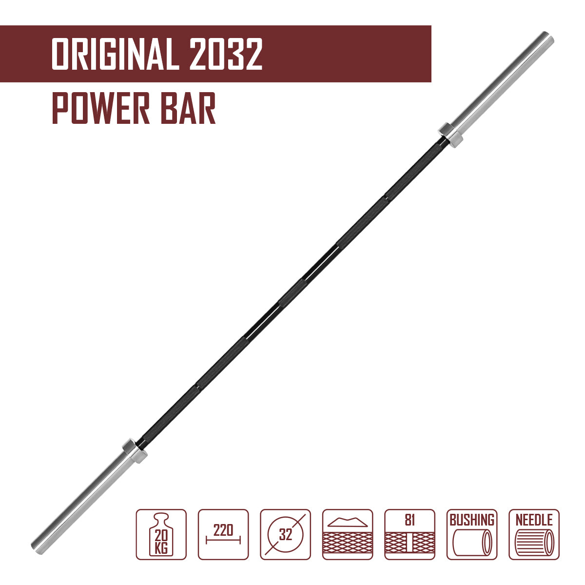 B-WARE Original 2032 Power Bar, 20kg - Strength Shop