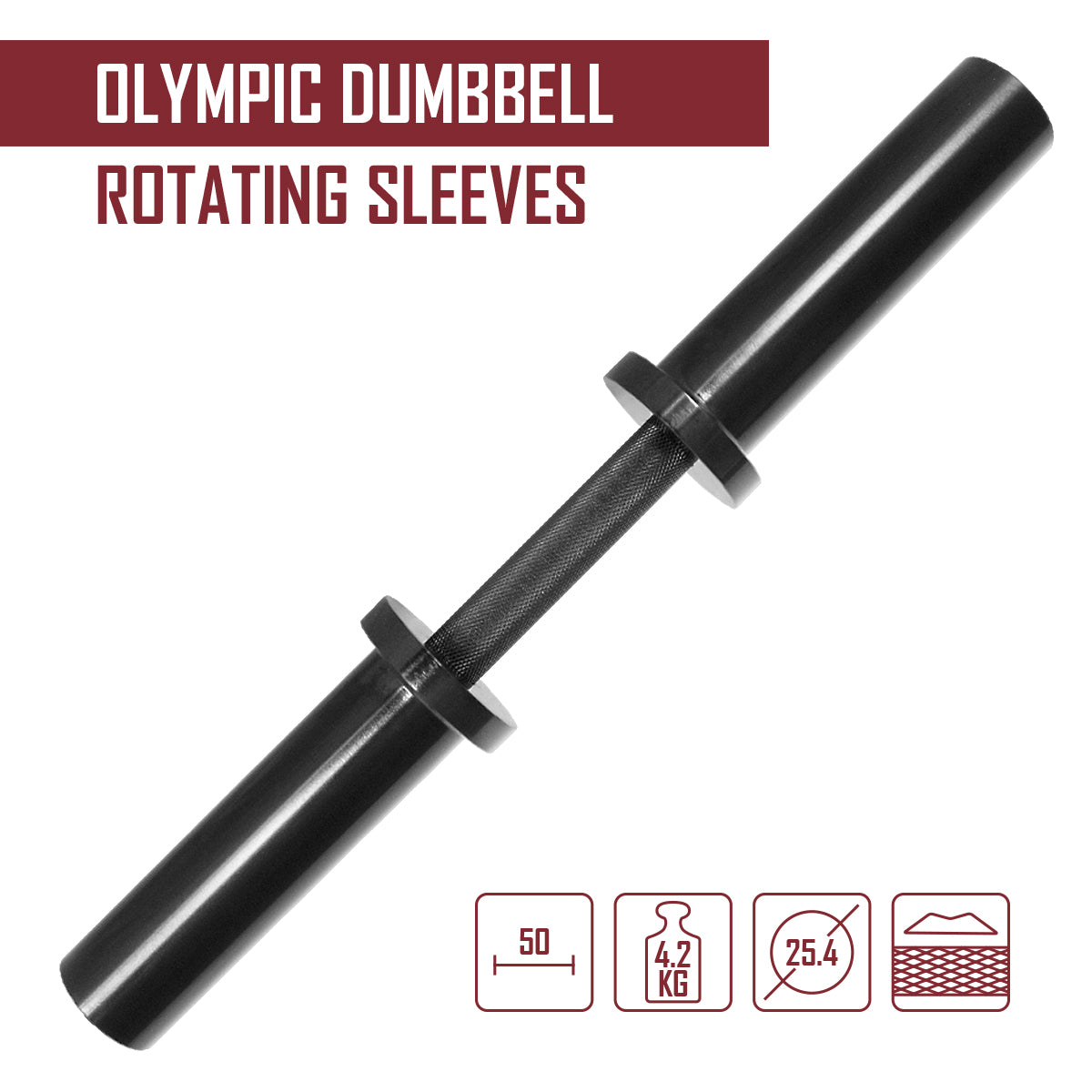 B-WARE Olympic Dumbbell Handle with Rotating Sleeves - Strength Shop