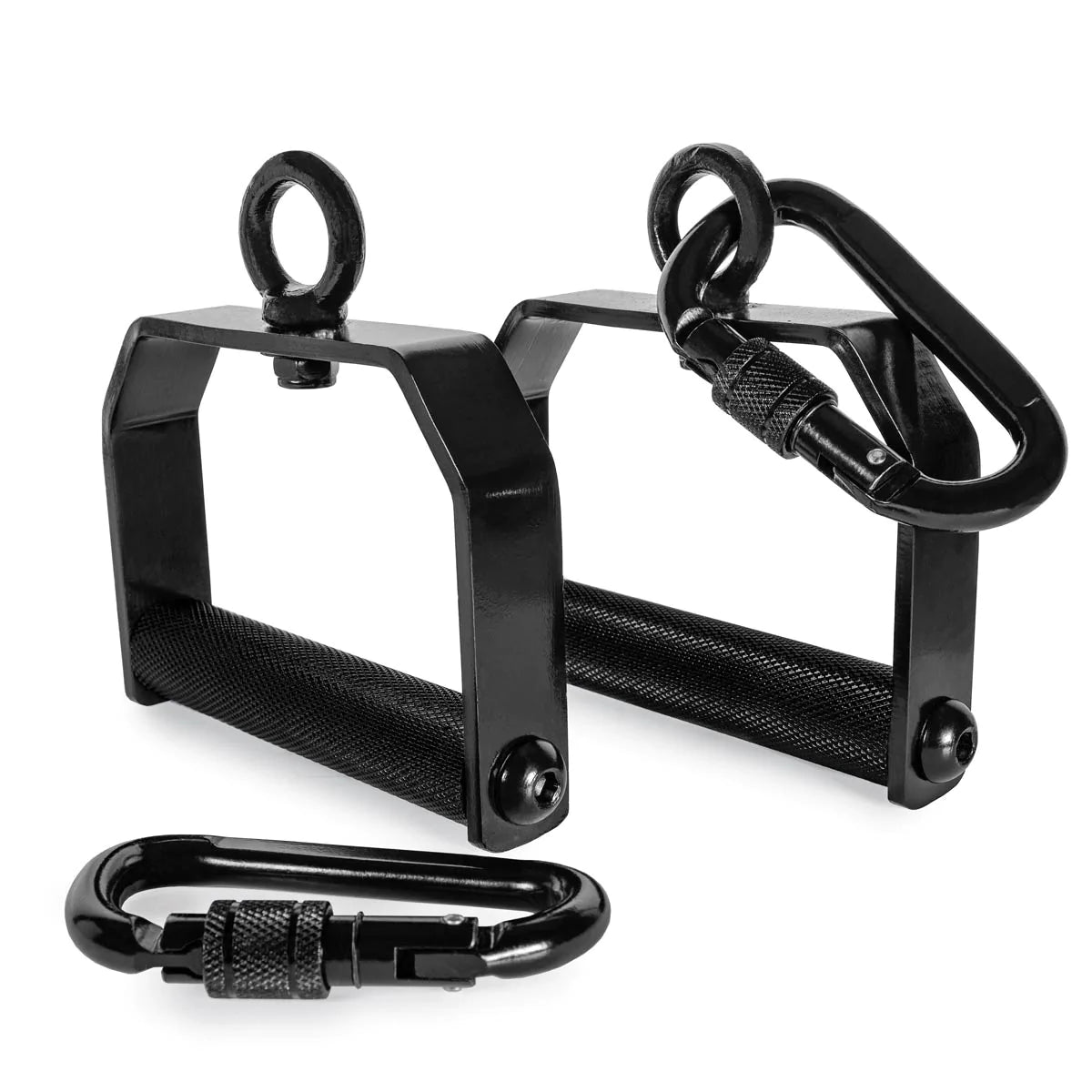 360° Rotating Handles - Knurled /w Heavy-Duty Carabiner - Strength Shop