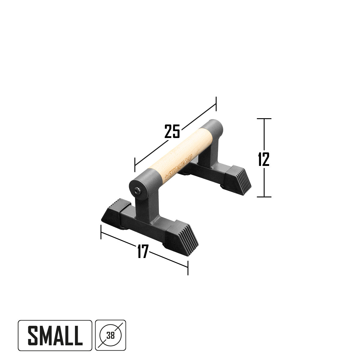 Wooden Grip Parallettes - 3 Sizes, Steel Base - Strength Shop