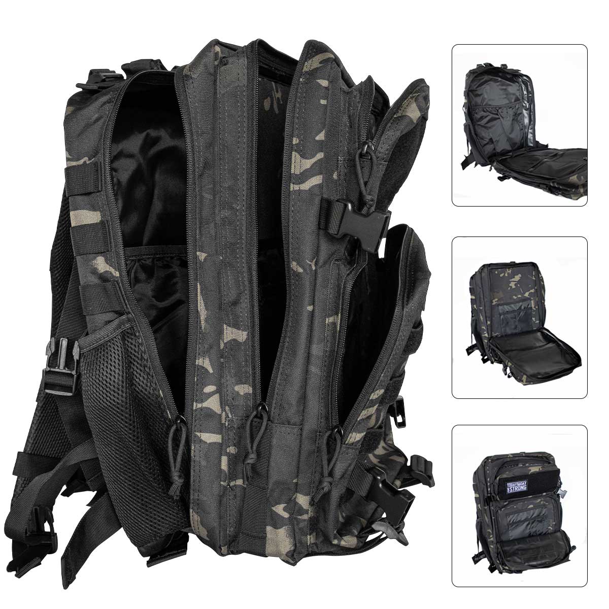 Training Backpack 2.0, Dark Camo - Add Extra Patches - Strength Shop