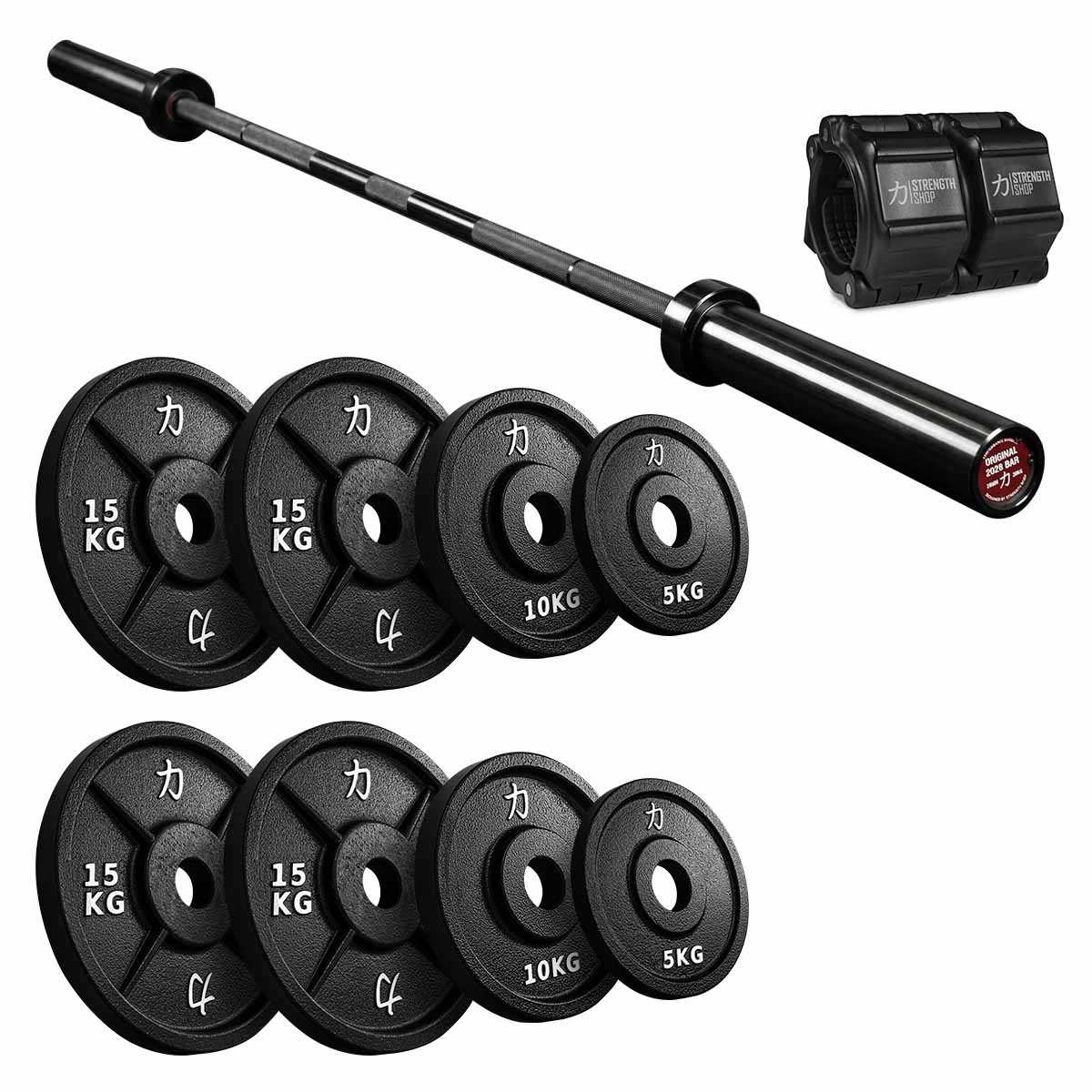 Versatile Beginner Foundation Package | 90KG Gusseisenscheiben Set & Olympia-Langhantel