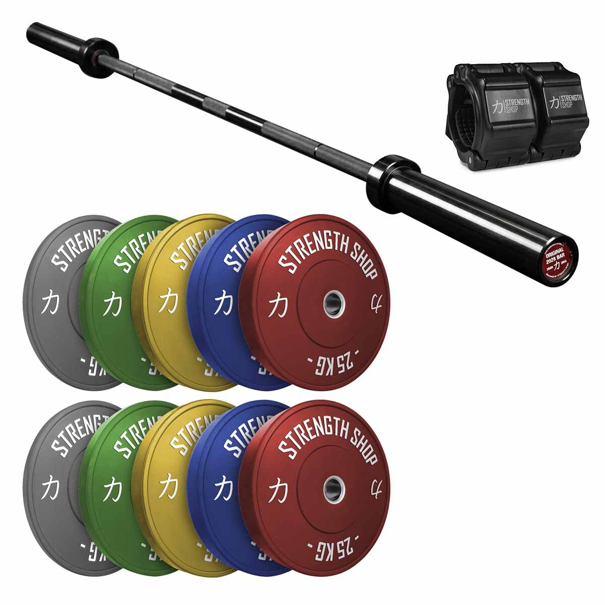 Dynamic Training Bundle | 150KG Bumper Plates Set & Olympic Bar - Strength Shop