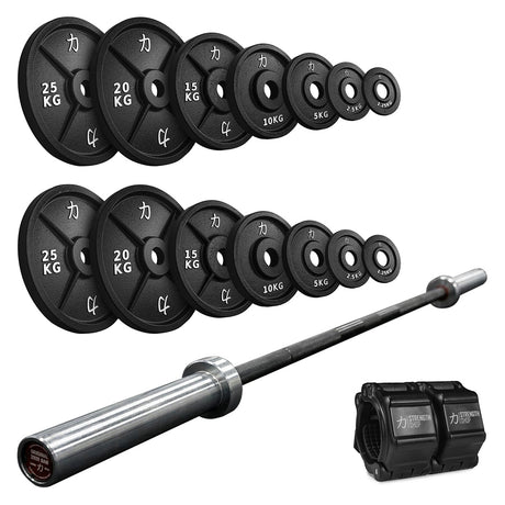 Powerlifter's Iron Bundle | 157.5KG Cast Iron Plates Set & Power Bar - Strength Shop