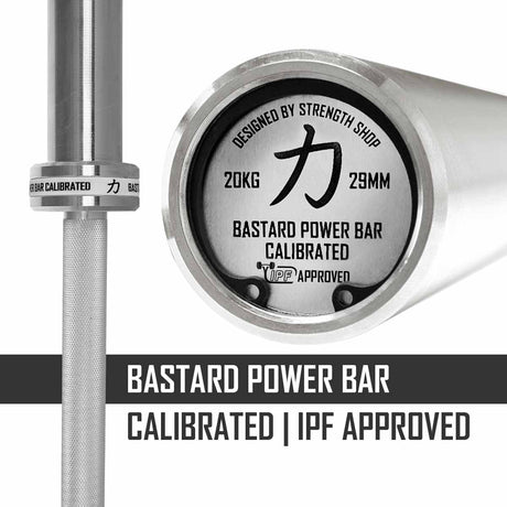 Calibrated 20kg Bastard Power Bar - IPF Approved - Strength Shop