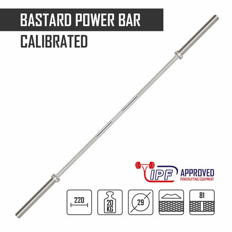 Calibrated 20kg Bastard Power Bar - IPF Approved - Strength Shop