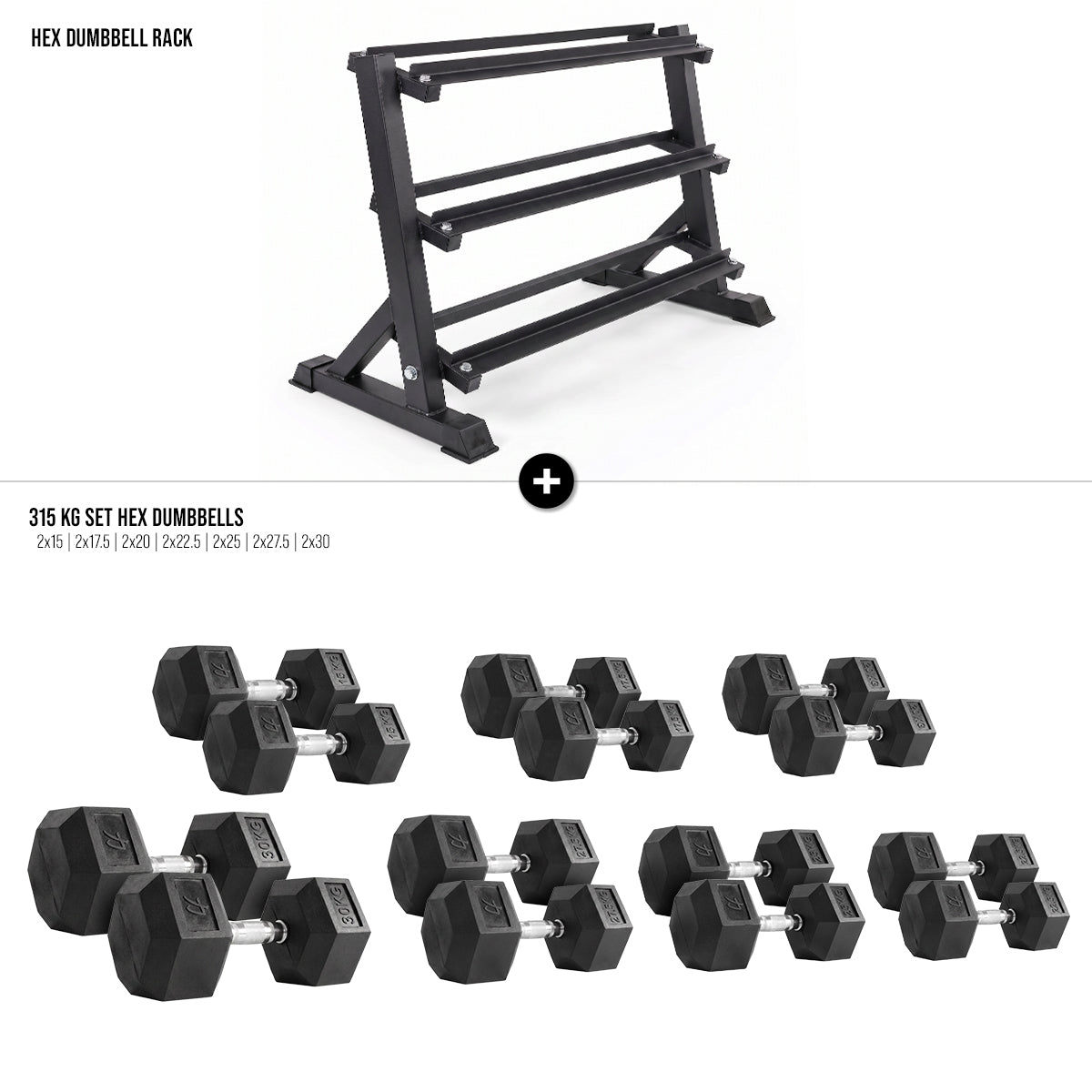 Hex Dumbbell Set with Rack - Strength Shop