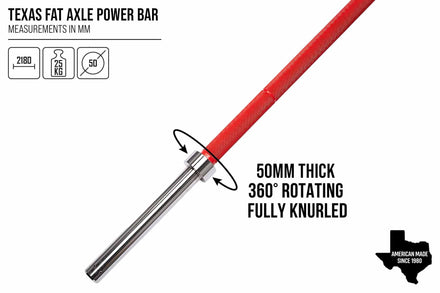Original Texas Fat Axle Power Bar - 2" Axle - Red Cerakote - Preorder (Ships by July 31) - Strength Shop