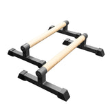 B-WARE Wooden Grip Parallettes - Large, Steel Base - Strength Shop