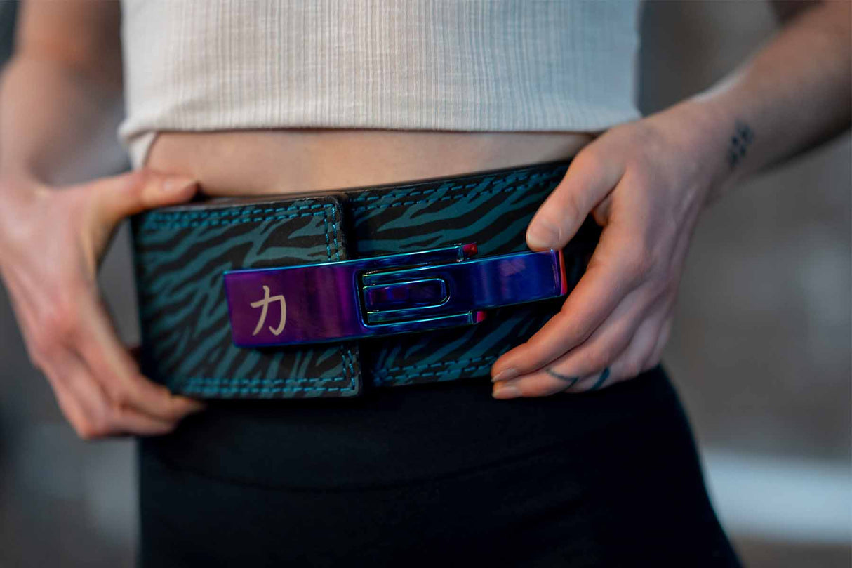 Blue Tiger Print Lever Belt, 10mm - IPF Approved - Strength Shop