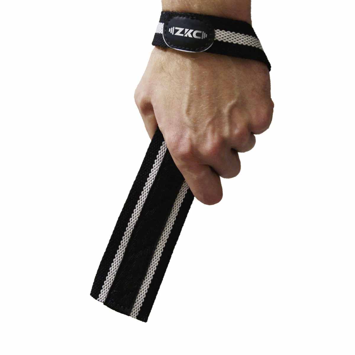 Zhang Kong ZKC Black/White Weightlifting Straps, Normal - Cotton