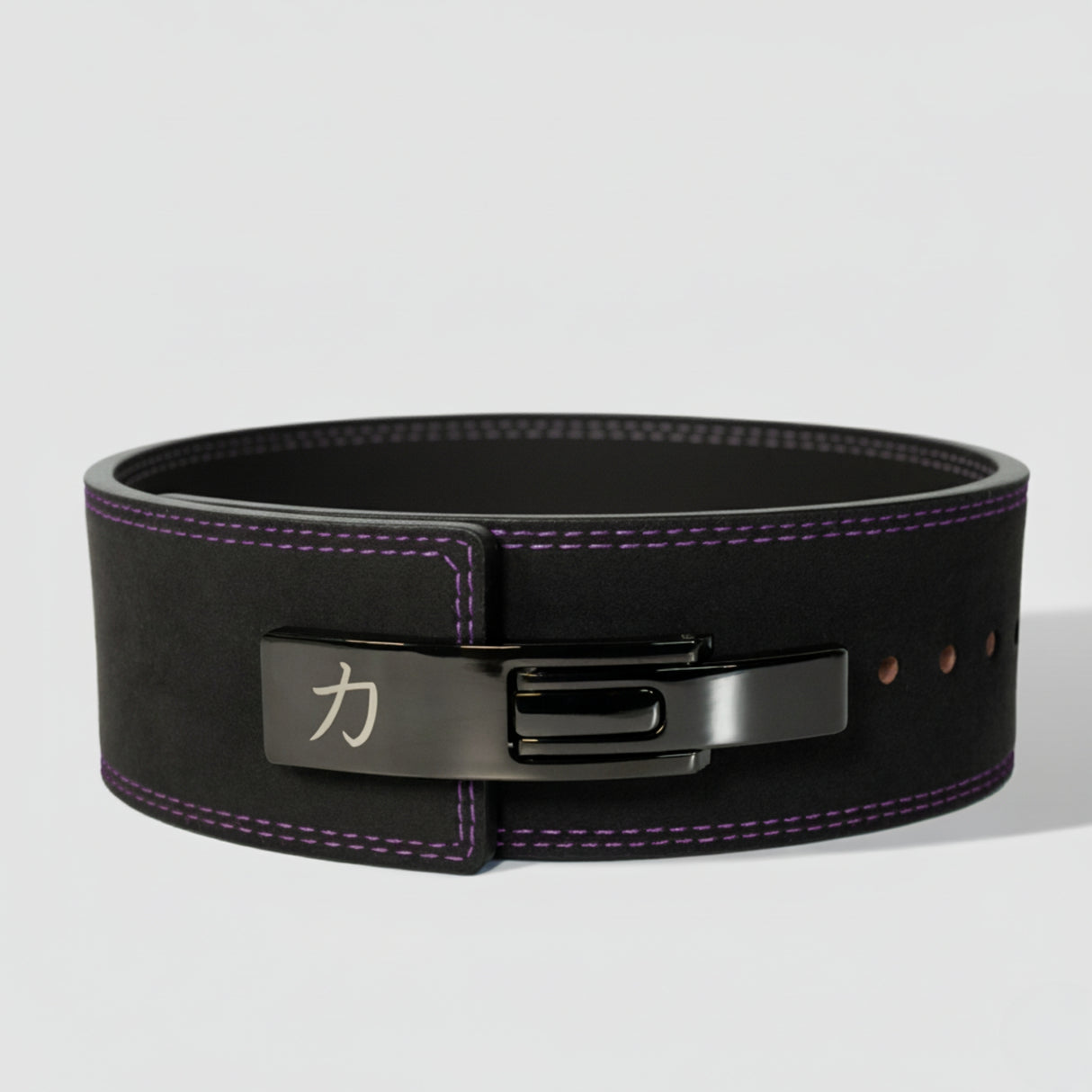 Black w/ Purple Stitching Lever Belt, 10mm - IPF Approved - Strength Shop