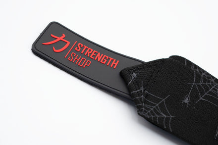 Medium Wrist Wraps, Spider print - IPF Approved, 30cm/60cm - Strength Shop