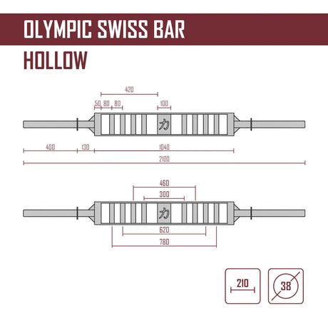 Olympic Swiss Bar – 15.5kg - Strength Shop