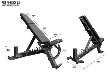 Riot FID Utility Bench 2.0 – Adjustable FID Weight Bench | Optional Leg Roller - Strength Shop